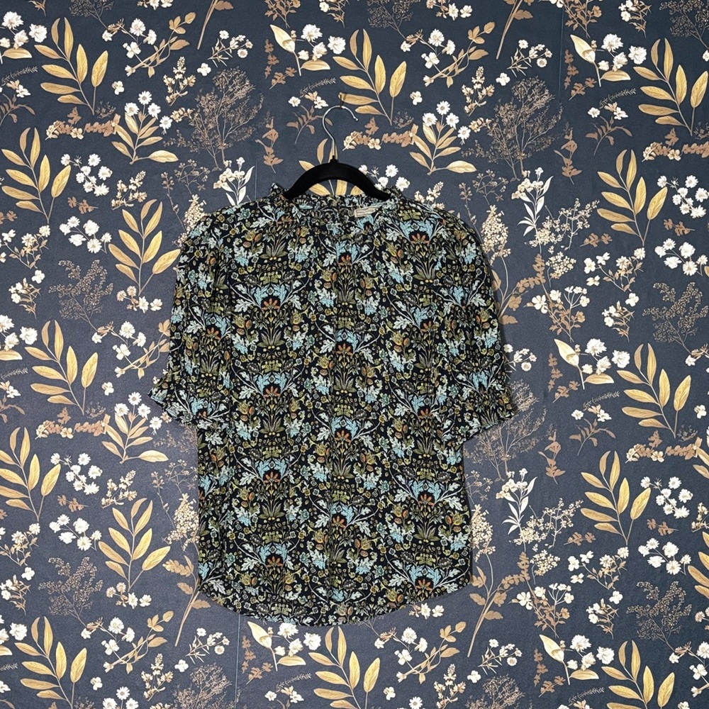 GO BY GO SILK Go Your Ladyship Women's Floral Blouse Washable Silk Size XS